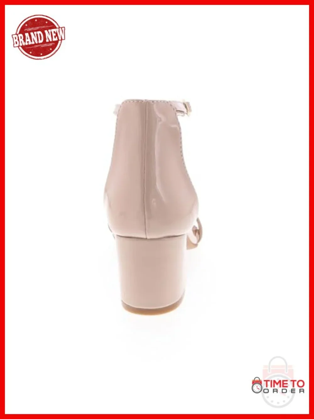 Faux Patent Block Heel Ankle Strap Sandal for Wedding Party Prom Evening